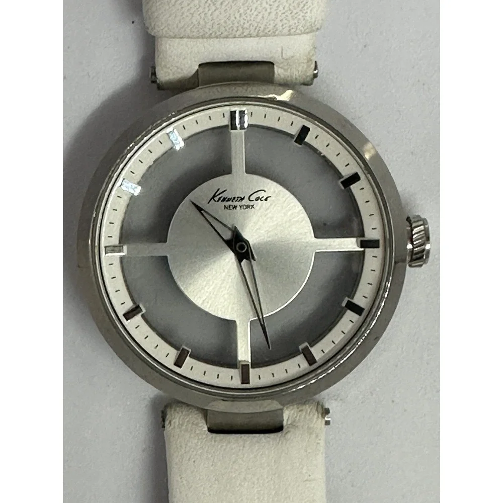 Kenneth Cole NY Womens Watch Transparent Dial KC 2609 Leather Signature Band Z